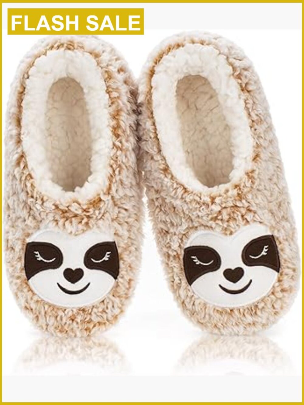 Fuzzy Animal Slippers Non Slip Soft Sole Plush Slipper Socks Women's Size 7-8